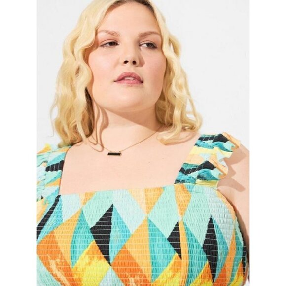 Women's Torrid Plus Size 1, 1X, 14-16 Peplum Crinkle Gauze Smock Top - Picture 4 of 10